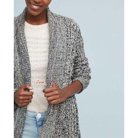 Anthropologie Cardigan Sweater Womens XS Gray Shawl Collar Open Front Cotton - Picture 7 of 7